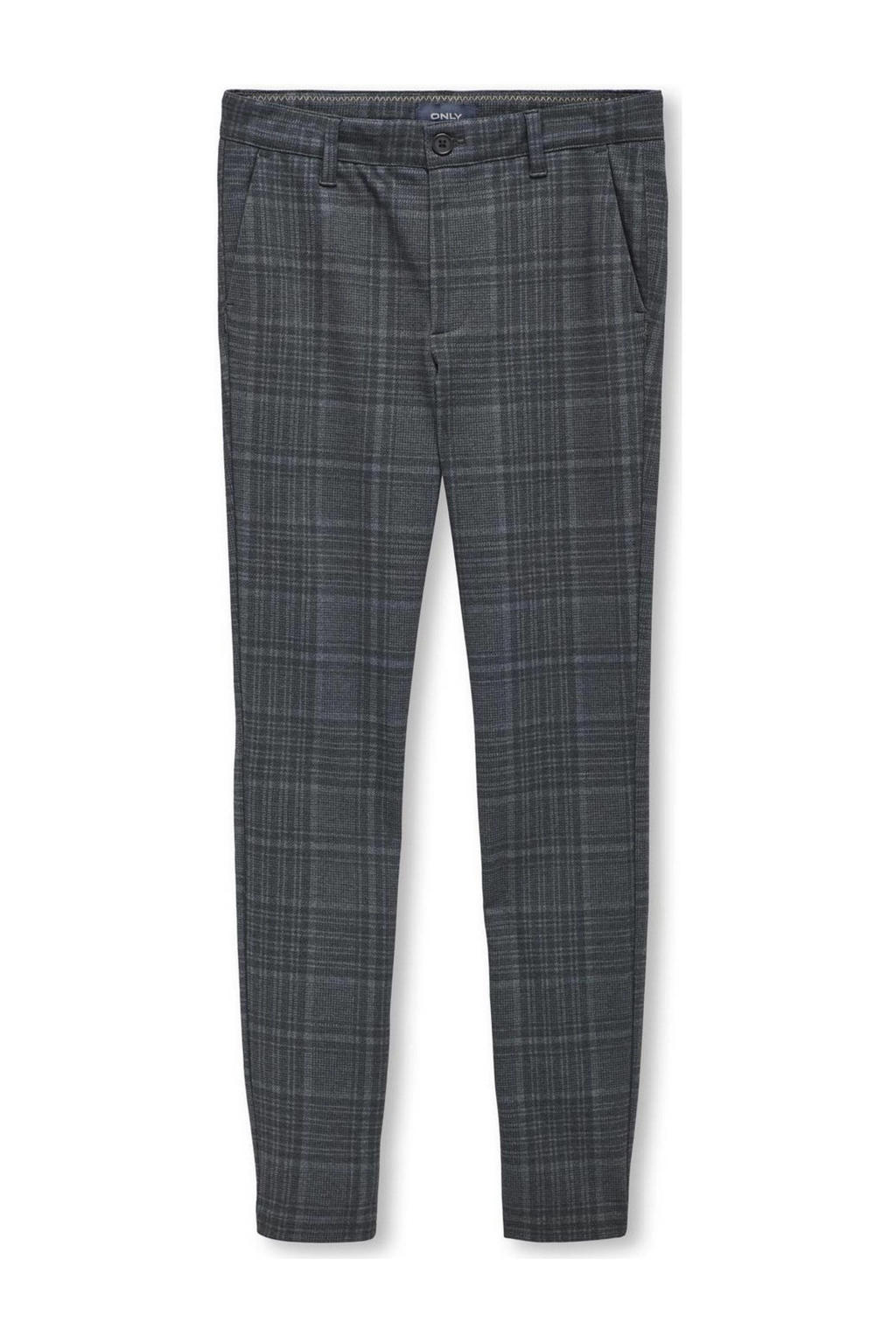 Donkerblauwe jongens KIDS ONLY BOY geruite tapered fit broek van viscose