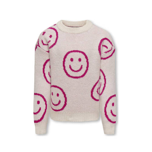 KIDS ONLY GIRL gebreide trui ecru Meisjes Acryl Ronde hals All over print - maat 158/164 afbeelding