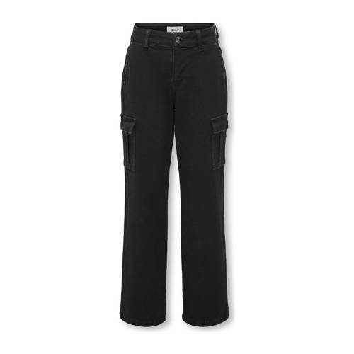 KIDS ONLY GIRL high waist straight fit jeans KOGSAFARI MISSOURI black denim Zwart Meisjes Stretchdenim - maat 128 afbeelding