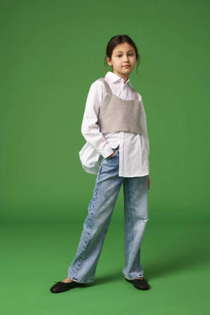 blouse met cropped spencer KOGZOE wit/grijs