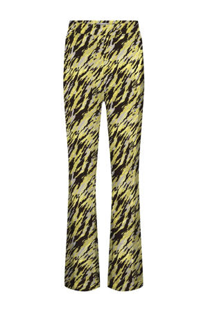flared broek KOGPAIGE met all over print geel/zwart