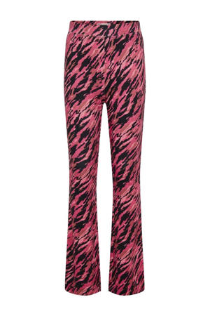 flared broek KOGPAIGE met all over print donkerroze/zwart