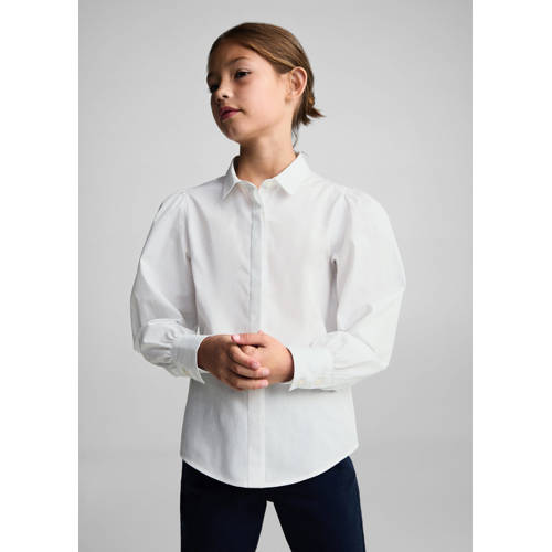 Mango Kids blouse wit Meisjes Katoen Klassieke kraag Effen 128