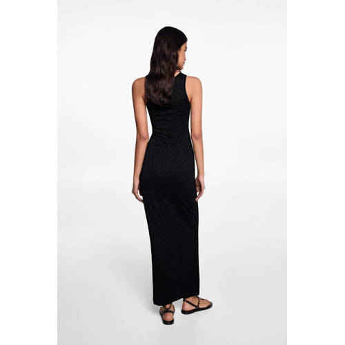 MANGO TEENS maxi jurk zwart Meisjes Viscose Ronde hals Effen 158(XS)