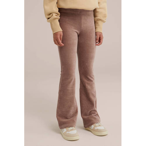 WE Fashion velours flared broek lichtbruin Meisjes Corduroy Effen