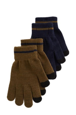 Handschoenen set van 2 groen/donkerblauw