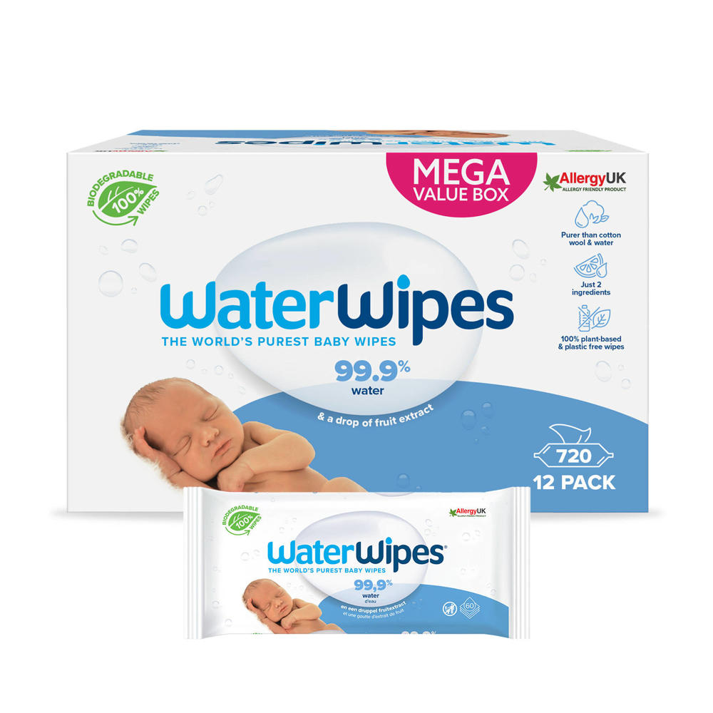 WaterWipes billendoekjes voordeelverpakking - 12 x 60 stuks (720 doekjes)