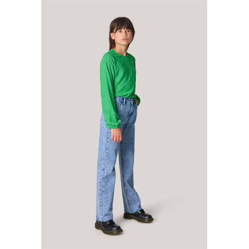 Shoeby straight fit jeans met all over print medium blue denim Blauw All over print 170