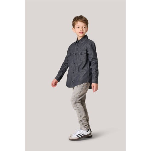 Shoeby denim overhemd grey denim Grijs Effen 158 164