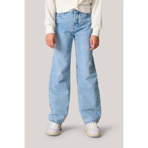 Shoeby wide leg jeans medium blue denim Blauw Effen 164