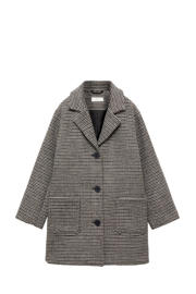 thumbnail: Mango Kids winterjas met pied-de-poule bruin/beige/zwart