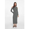 MANGO TEEN gestreepte open shoulder bodycon jurk donkergrijs/wit