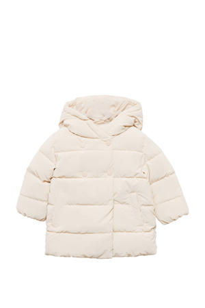 gewatteerde winterjas lichtbeige