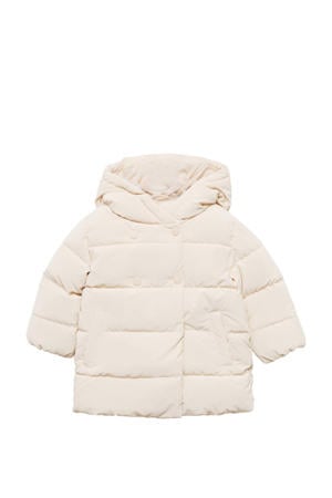 gewatteerde winterjas lichtbeige