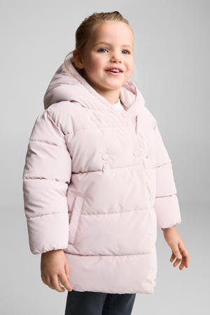 gewatteerde winterjas pastelroze