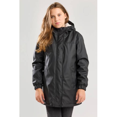 America Today regenjas zwart Meisjes Polyester Capuchon Effen
