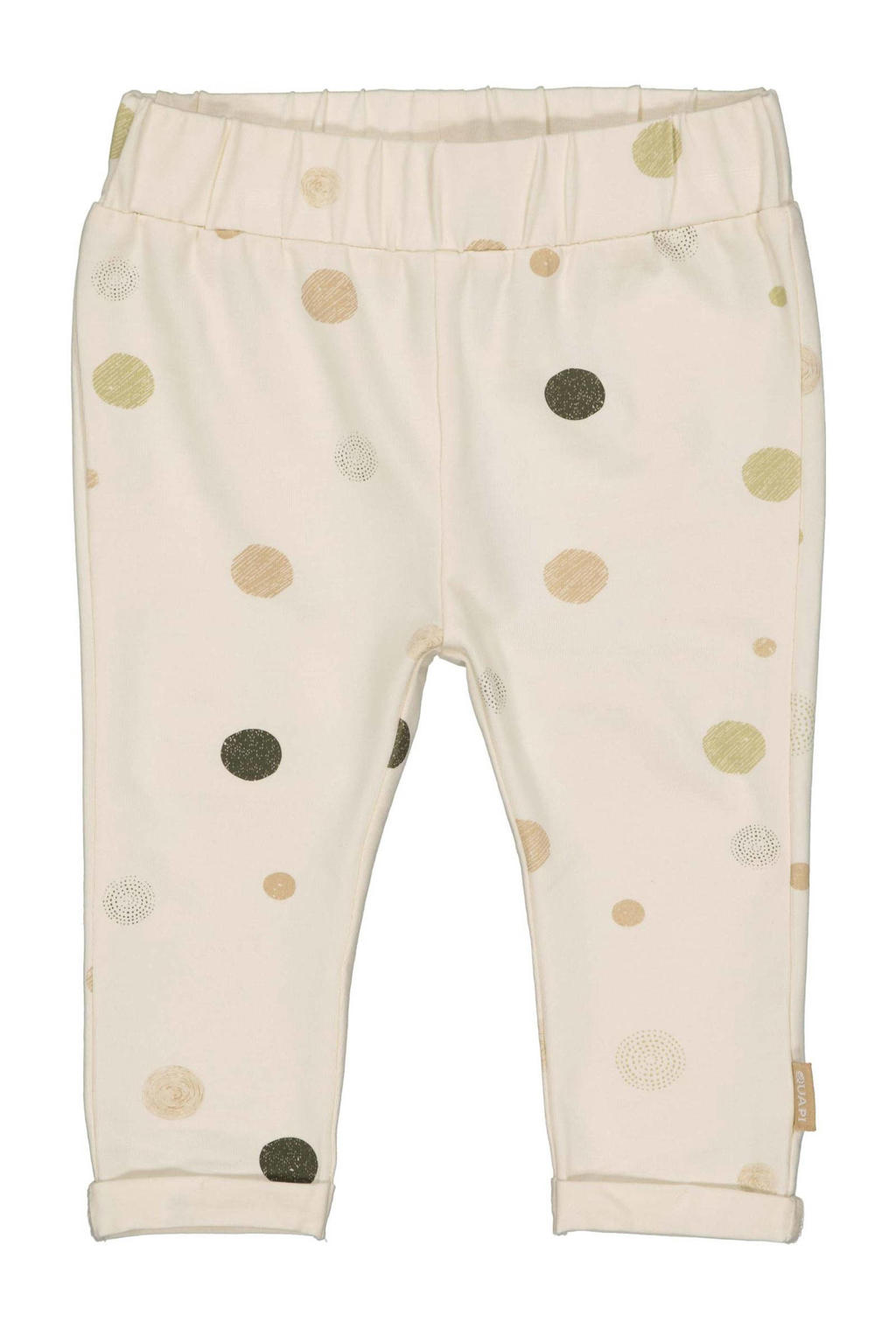 Ecru, goud en bruine jongens Quapi Newborn baby regular fit broek van katoen met elastische tailleband