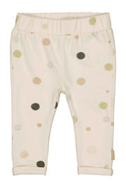 thumbnail: Ecru, goud en bruine jongens Quapi Newborn baby regular fit broek van katoen met elastische tailleband