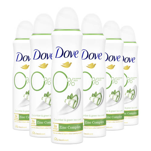 Dove 0% Aluminiumzouten Cucumber & Green Tea deodorant spray - 6 x 150 ml