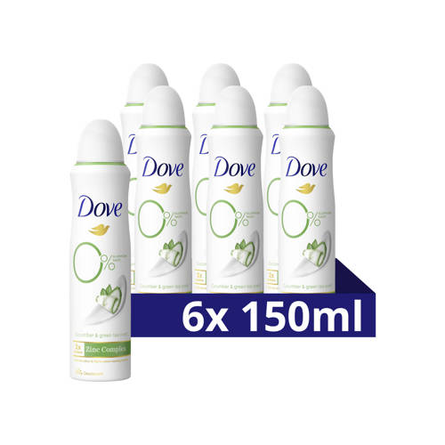 Dove 0% Aluminiumzouten Cucumber & Green Tea deodorant spray - 6 x 150 ml