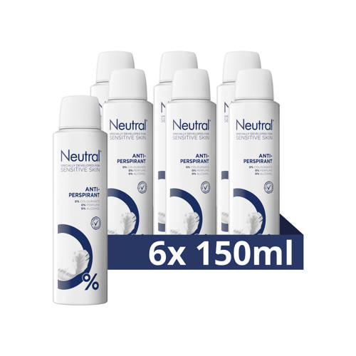 Neutral anti-transpirant deodorant spray Parfumvrij - 6 x 150 ml