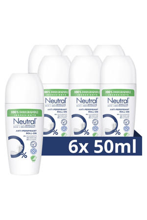 anti-transpirant deodorant roller Parfumvrij - 6 x 50 ml