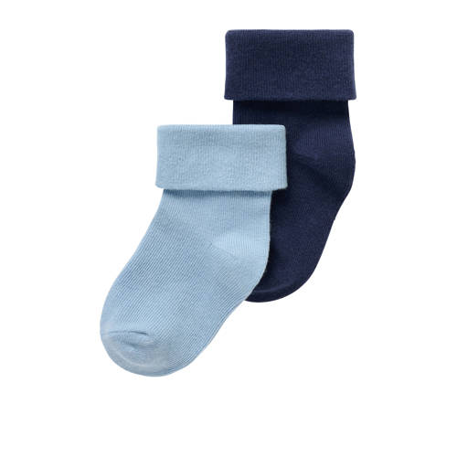 Noppies baby sokken - set van 2 lichtblauw/donkerblauw Jongens/Meisjes Katoen - maat 0-3 mnd afbeelding