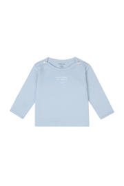 thumbnail: Lichtblauwe jongens Noppies baby longsleeve van stretchkatoen met effen, lange mouwen en ronde hals