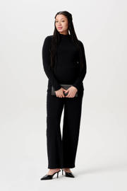 thumbnail: Zwarte dames Noppies maternity casual straight fit zwangerschapsbroek Vaasa met elastische tailleband en effen