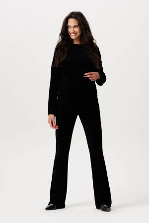 high waist zwangerschaps flared broek zwart