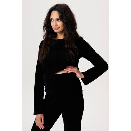 Noppies maternity cropped top zwart Dames Katoen Ronde hals Effen