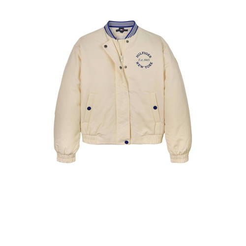 Tommy Hilfiger bomberjack beige Jas Meisjes Katoen Ronde hals Logo