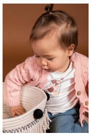 thumbnail: BESS baby vest met ingebreid patroon roze