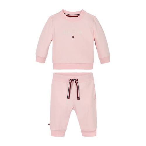 Tommy Hilfiger sweater + broek lichtroze Shirt + broek Jongens/Meisjes Stretchkatoen Ronde hals