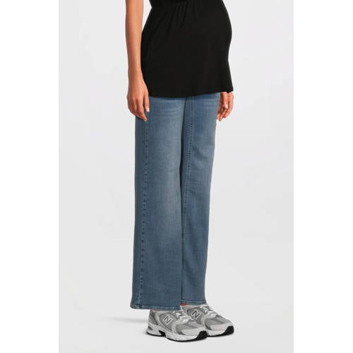 LOVE2WAIT zwangerschapsjeans Julia used wash Blauw Dames Denim Effen