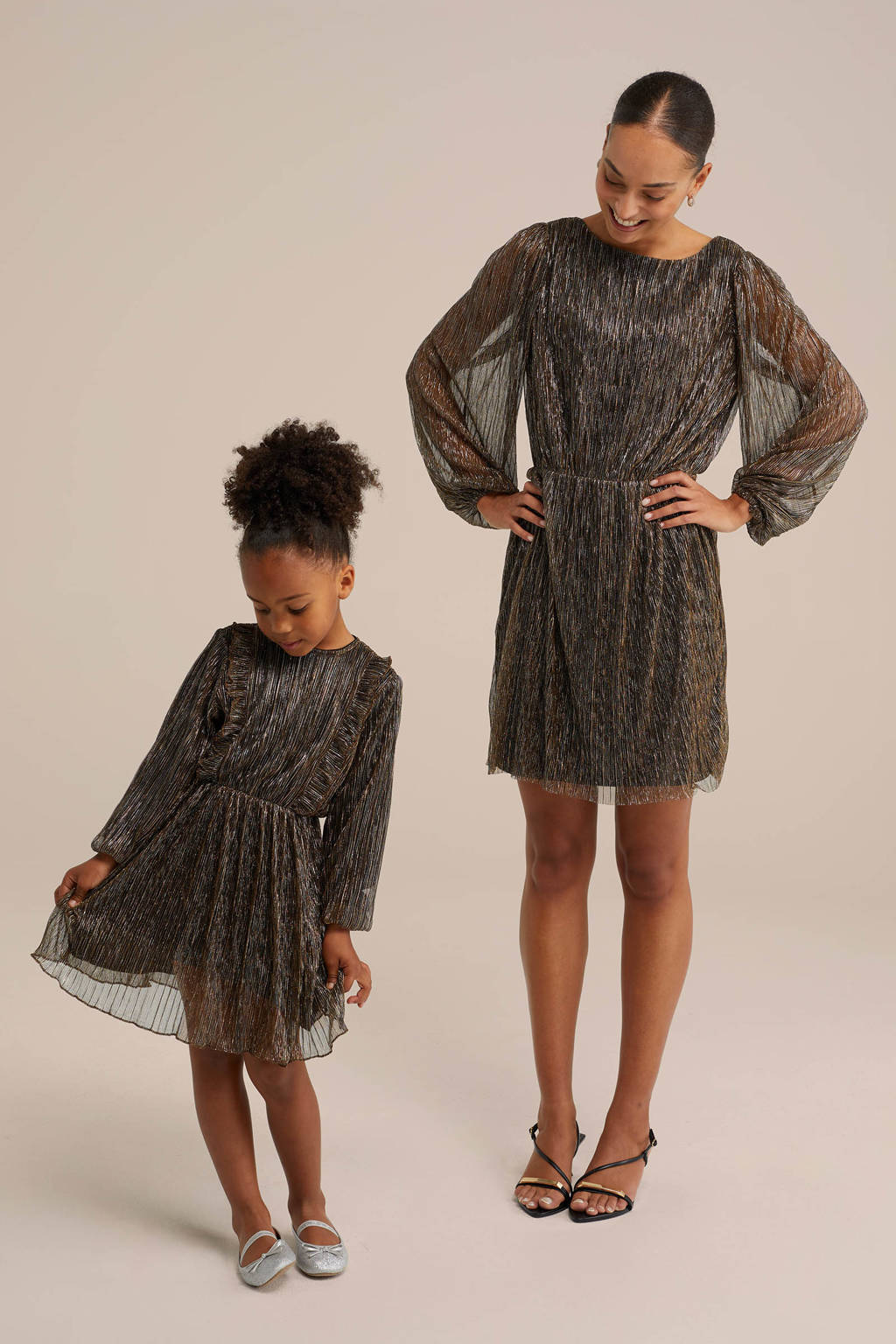 WE Fashion semi-transparante jurk goud