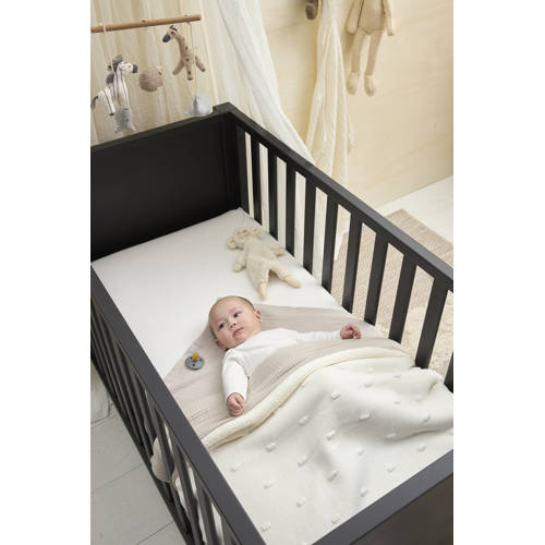 Meyco ledikantdeken Knots met teddy wit Babydeken Effen