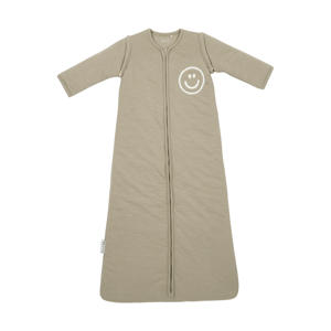 winter slaapzak Slub met Smile applicatie taupe/offwhite