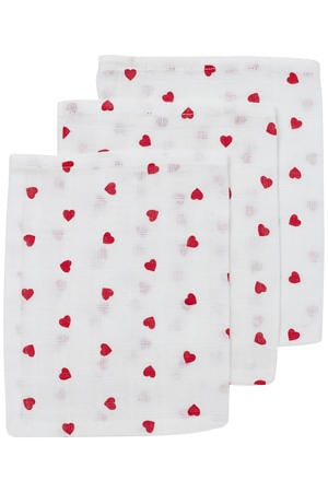 washandje met hartjesprint (set van 3)