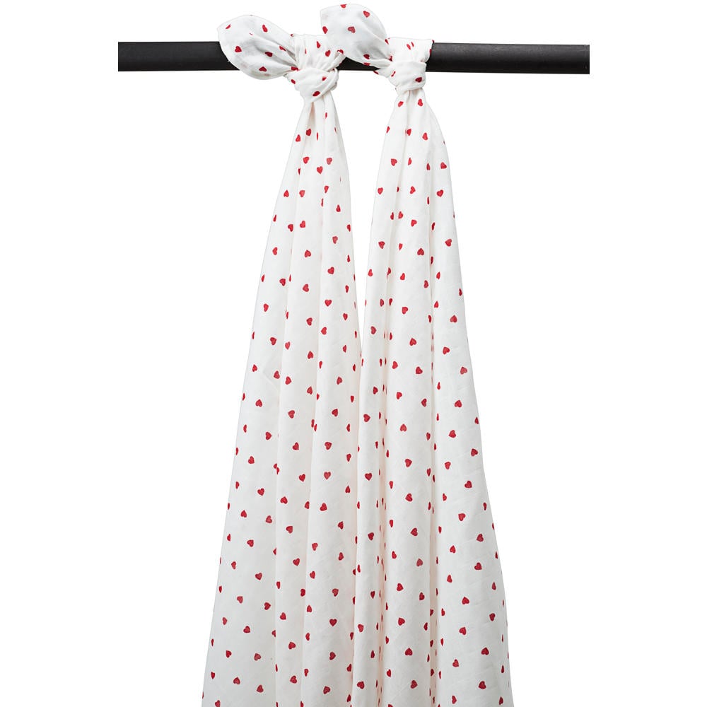 Meyco hydofiele doek met hartjes print 120x120 cm (set van 2)