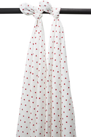 hydofiele doek met hartjes print 120x120 cm (set van 2)