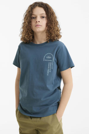 T-shirt met printopdruk blauw