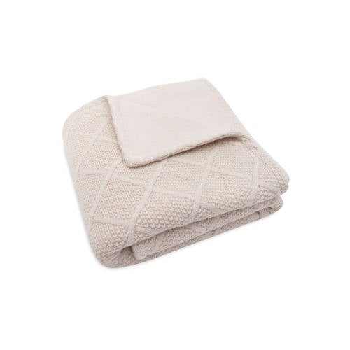 Jollein ledikantdeken Check Knit - Oatmeal/Teddy Fleece Babydeken Beige afbeelding