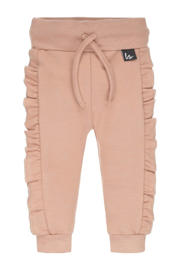 thumbnail: Roze meisjes Babystyling baby broek van stretchkatoen met elastische tailleband met koord en effen