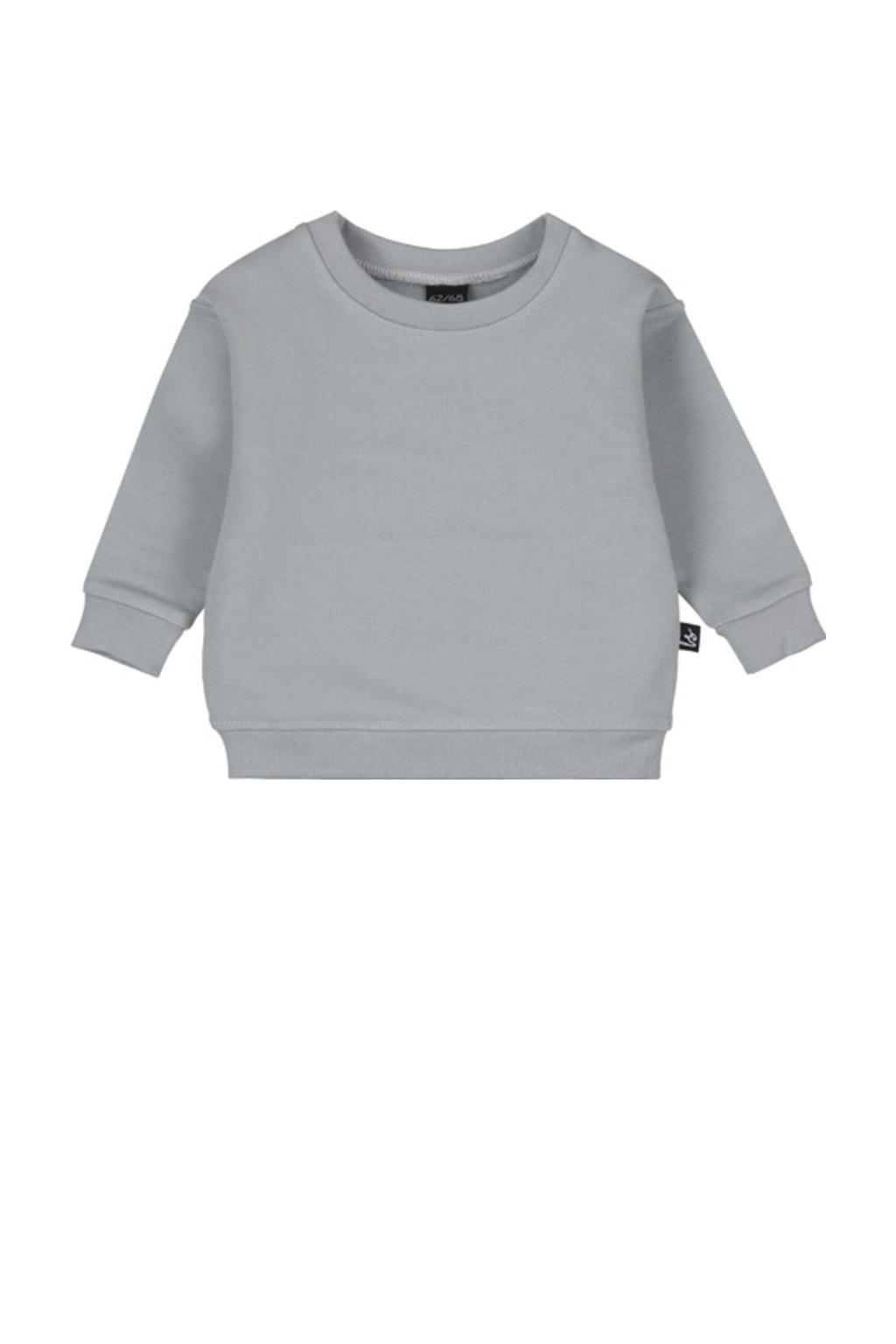 Grijze jongens Babystyling sweater van stretchkatoen met effen, lange mouwen en ronde hals