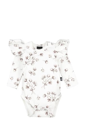 romper rmet ruches offwhite/grijsbruin