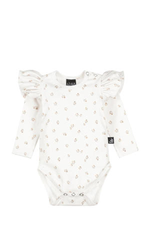 romper met ruches offwhite/roze/groen