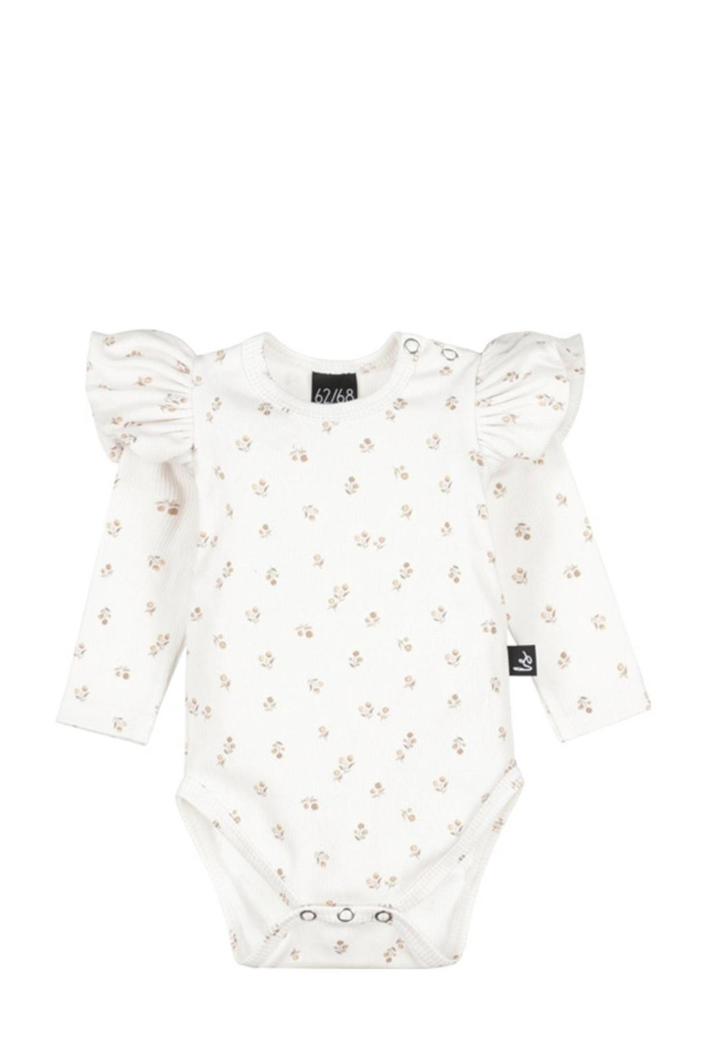 Babystyling romper met ruches offwhite/roze/groen