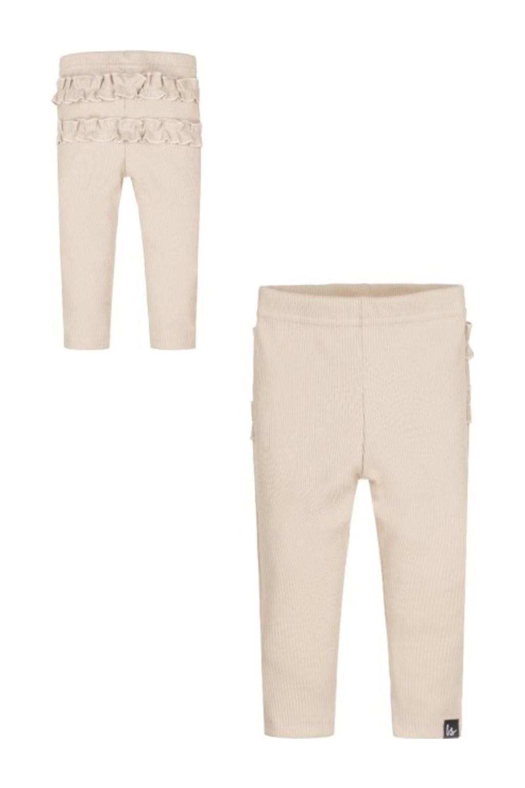 Beige meisjes Babystyling baby broek van stretchkatoen met elastische tailleband en effen