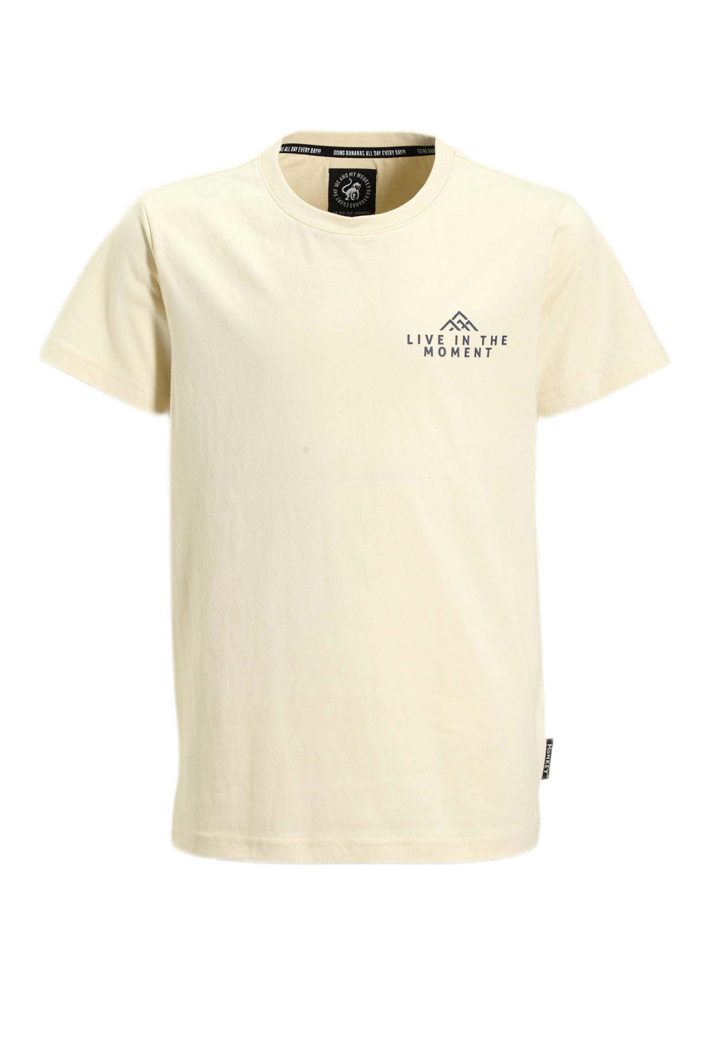 Witte jongens Me & My Monkey T-shirt van katoen met printopdruk, korte mouwen en ronde hals